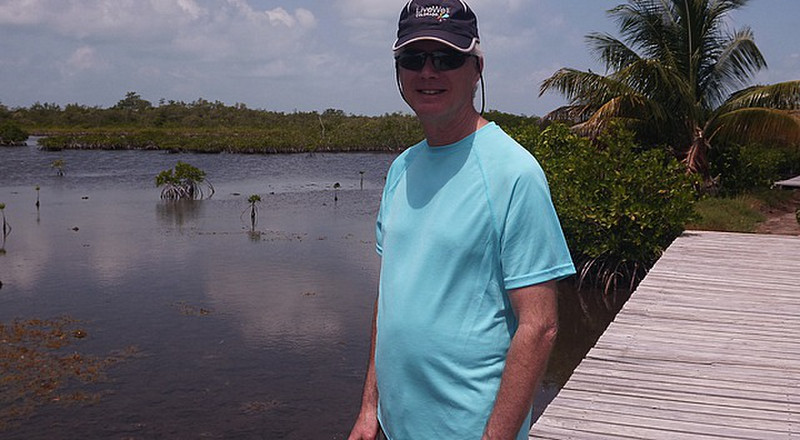 Jeff walking among the mangroves