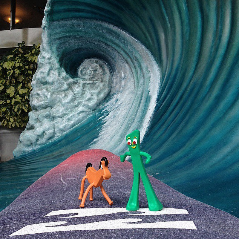 Pokey and Gumby surfing
