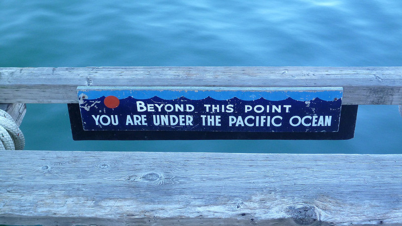 Sign at the end of a pier
