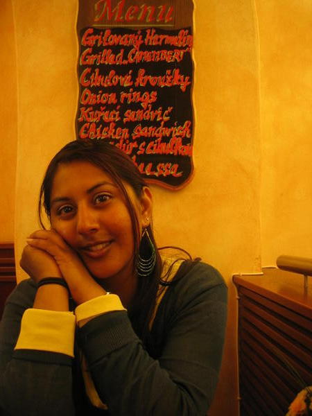Shilpa at one of the cafe stops