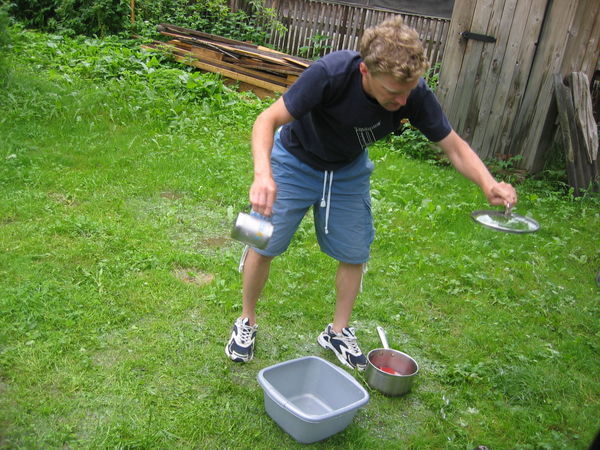 Wash up time at the garden...
