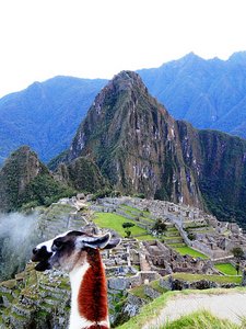Ein erster Blick auf die Stadt Machu Picchu.