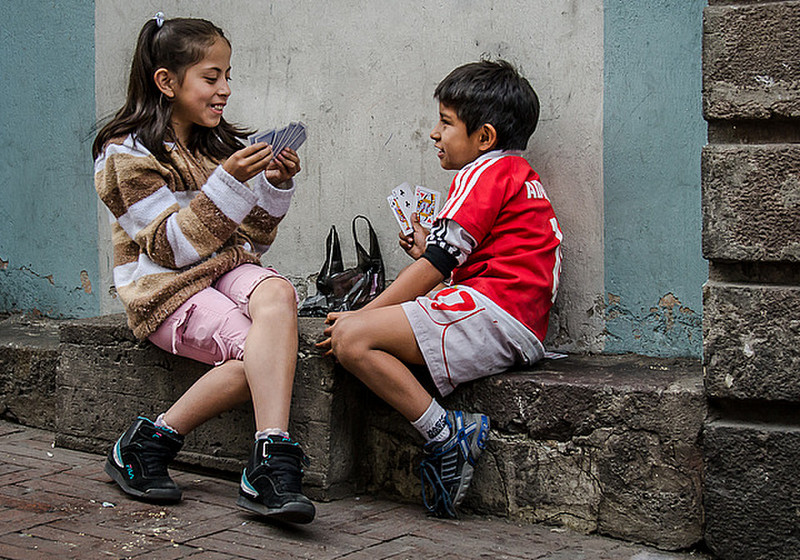 Playing cards on the streets