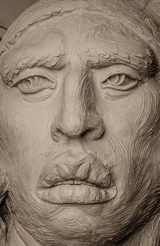 Sculptured indiginous face