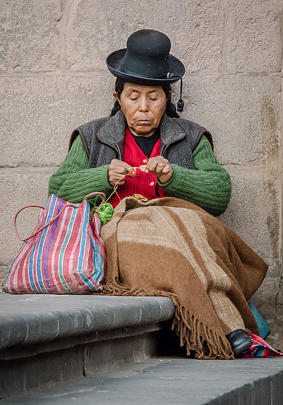 Knitting lady