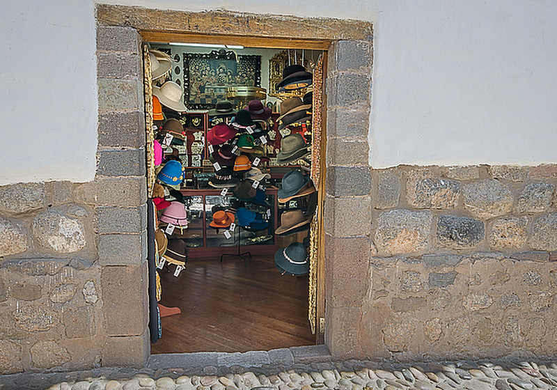 Small shops nestled in ancient walls
