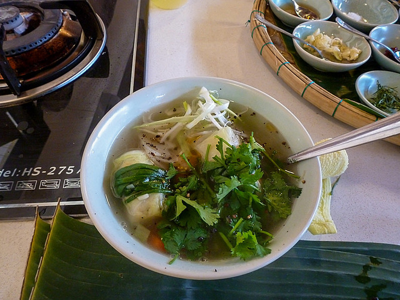 Soup with shrimp mouse wrapped in cabbage (dfs)