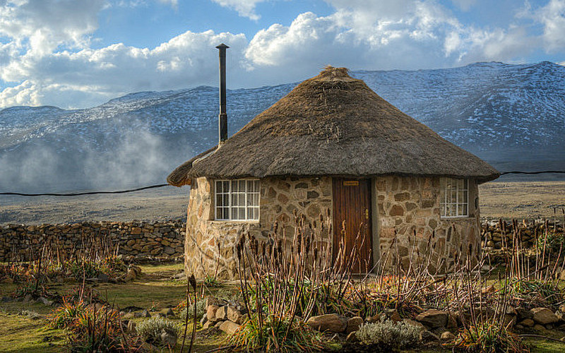 Rondavel in the highlands of Lesotho