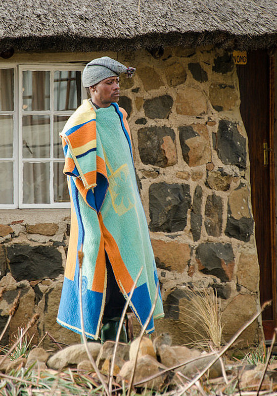 Characteristic Lesotho blankets worn by shepherds