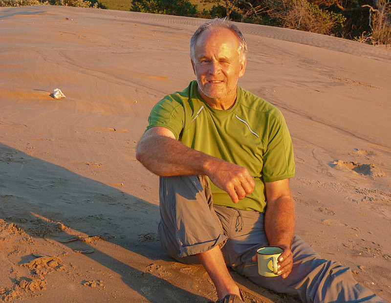 Enjoying coffee on a dune at sunrise (dfs)