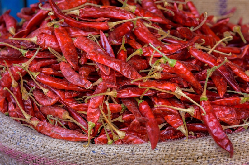 Chilies by the sack
