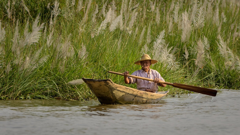 One of thousands of boats on Inle Lake