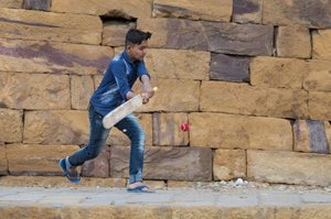 Cricket in the streets of the Jaisalmer Fort
