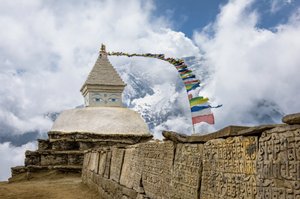 Stupa and mani stones above Namche Bazaar