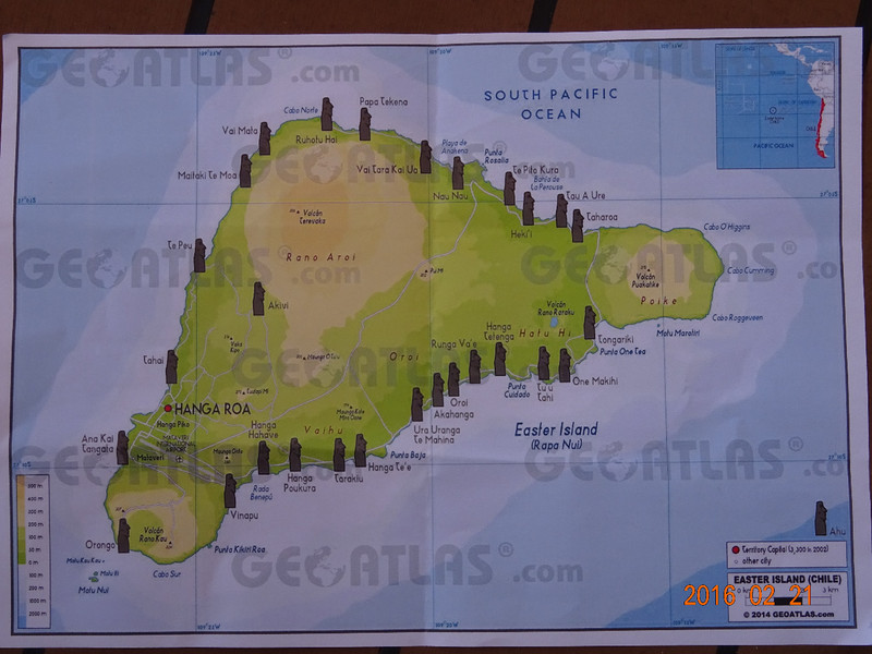 Map of Easter Island Moai
