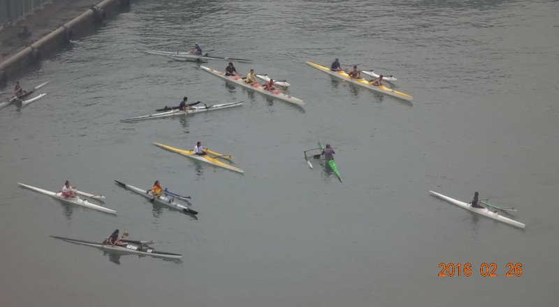 Canoes Preparing to Race