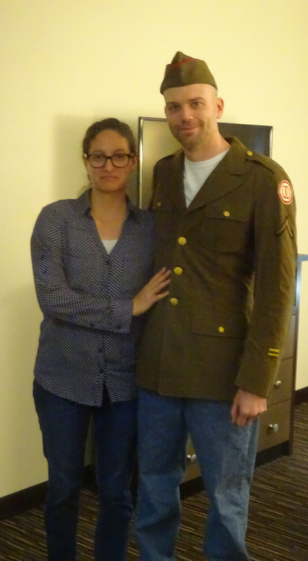Yvette and Shaun in vintage uniform jacket