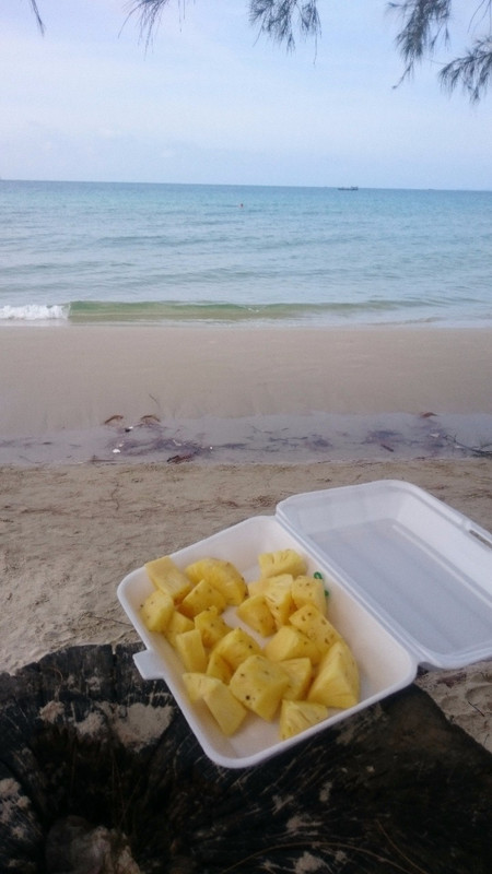 Fresh pineapple on the beach