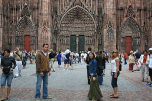 In front of the cathedral
