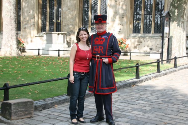 Mandi and the Beefeater at the Tower of London