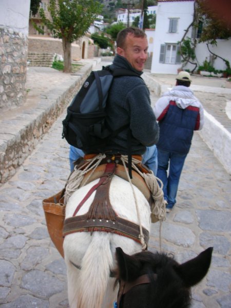 Matt riding a donkey
