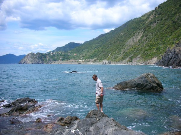 Matt climbing on the rocks