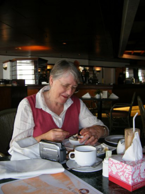 Val and her afternoon tea