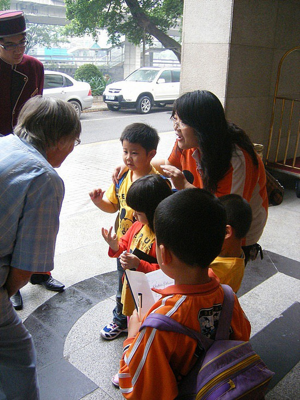 Children practicing English