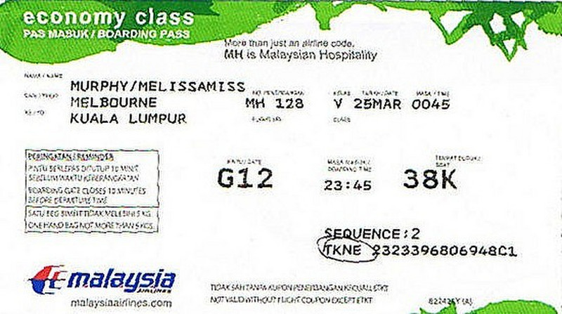 Melb - KL boarding pass