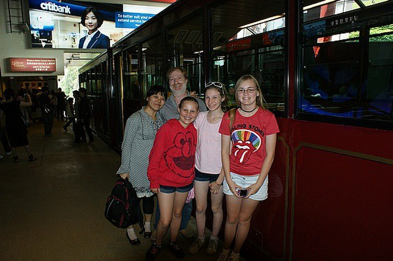Emily, Ian and the girls at the Peak Tram