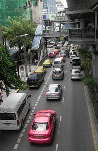 Bangkok road from overpass