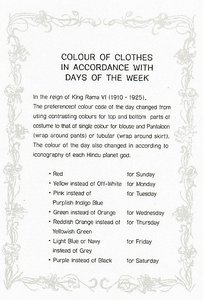 Colours of Clothes each day