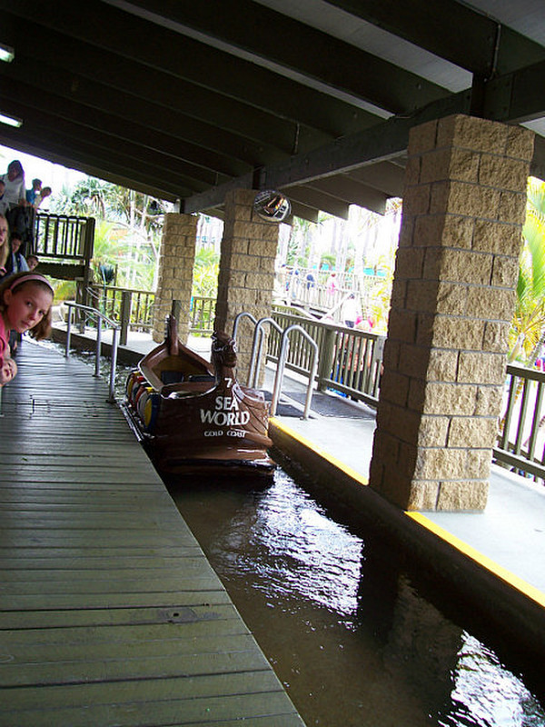 Flume ride in the Viking-style boat