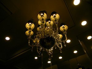 Chandeliers in the toilets