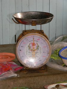 Old fashioned scales are used in the market
