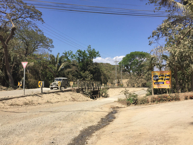 Gravel Nicoya Peninsula road - river crossing in the dry season. 