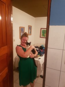 This sweet little kitty came to our door at La Mancion on the second floor!
