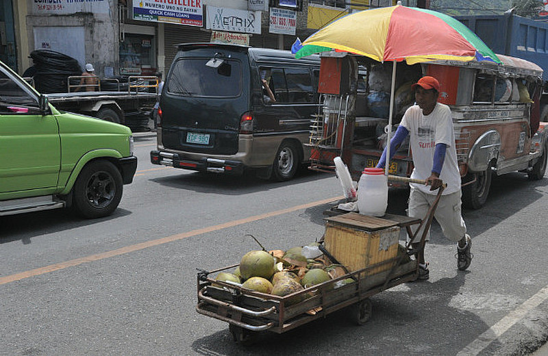 Coconut Cart Competes With Traffic
