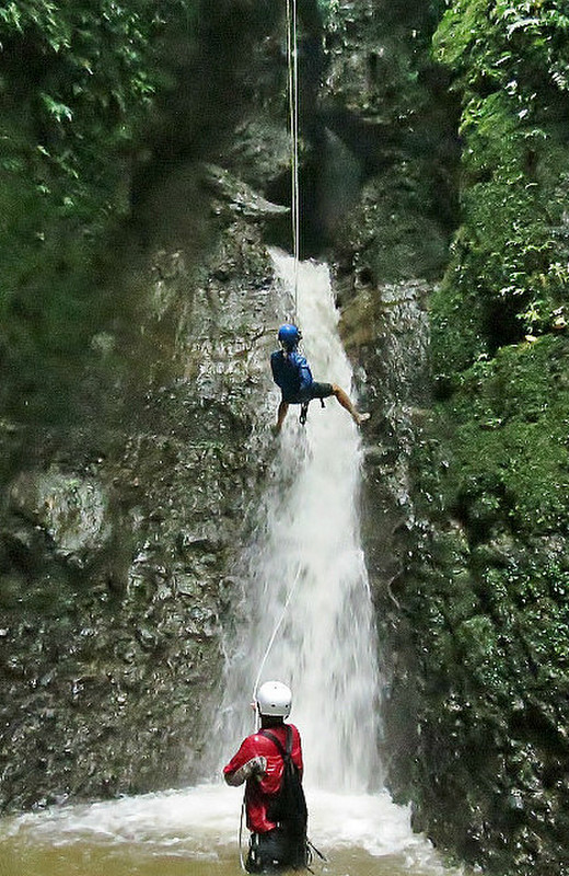 DH Straddles A Waterfall