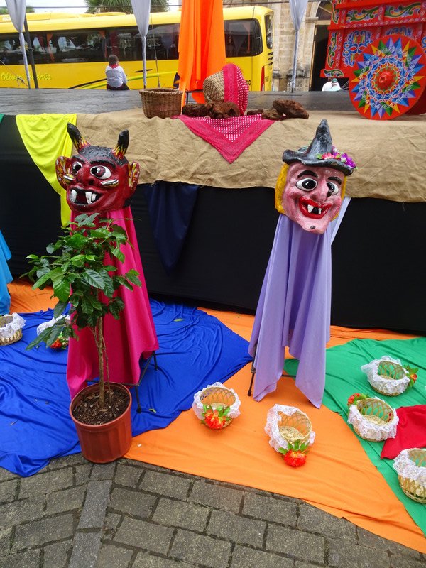 Colourful masks used in the performance