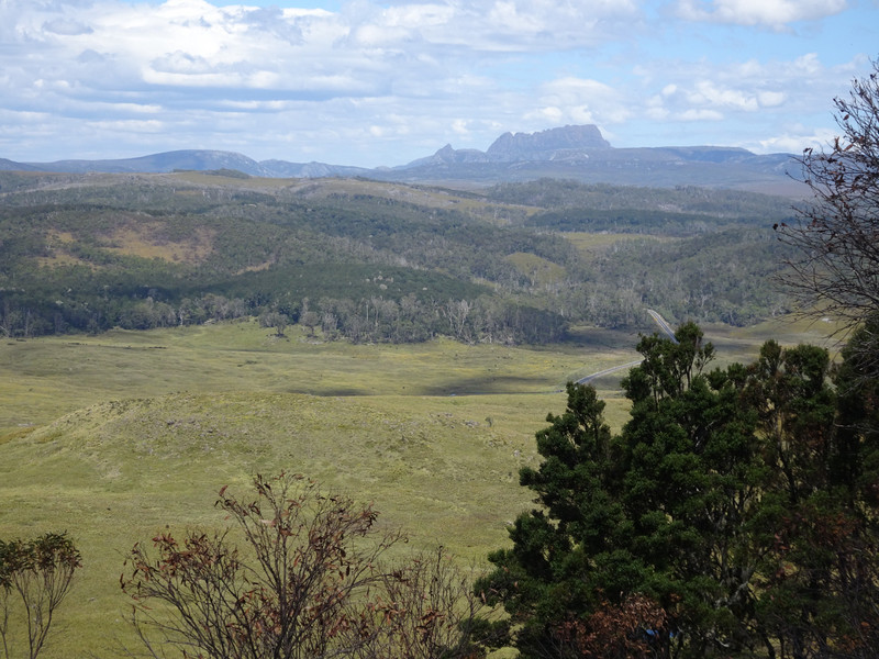 Our first glimpse of Cradle Mountain