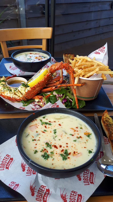 Seafood Chowder and Lobster lunch