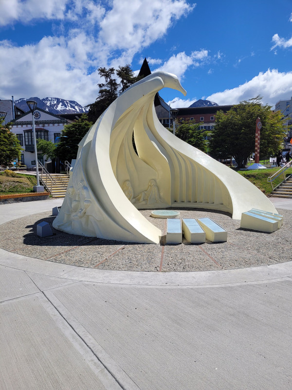 Memorial in Ushuaia, shaped like an eagle
