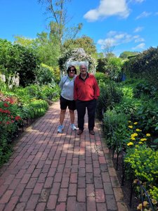 Debbie and Fletcher in Hamilton Gardens 