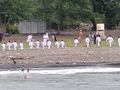 A martial arts class on the beach