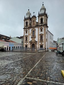 Sao Pedro church, the cafe under the awning on the left