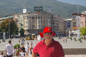 Fletcher in his new hat in Skopje
