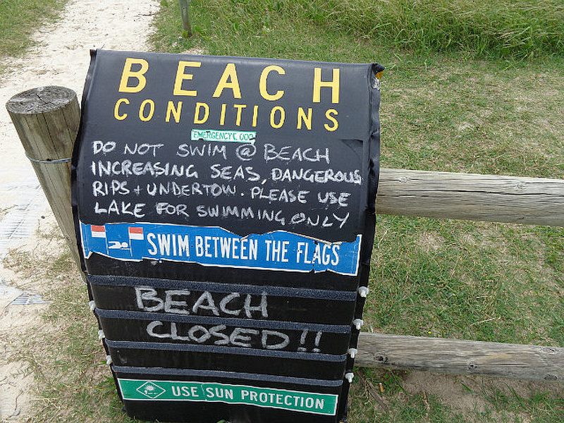 Warning at Lennox Heads beach