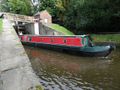 Canal boat emerging from the lock