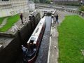 Canal boat in 3 Rise Locks
